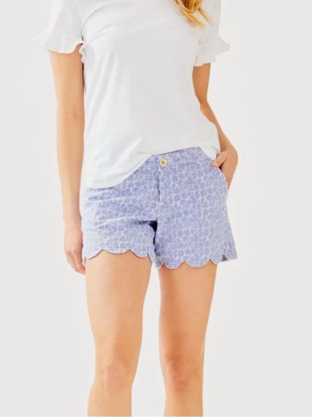 Lilly Pulitzer Buttercup Scallop-Hem Shorts